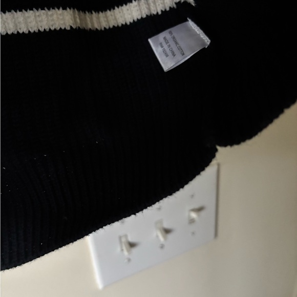 Amour Vert Layla Organic Cotton Sweater - Navy Blue and Ivory Stripe - Picture 4 of 5